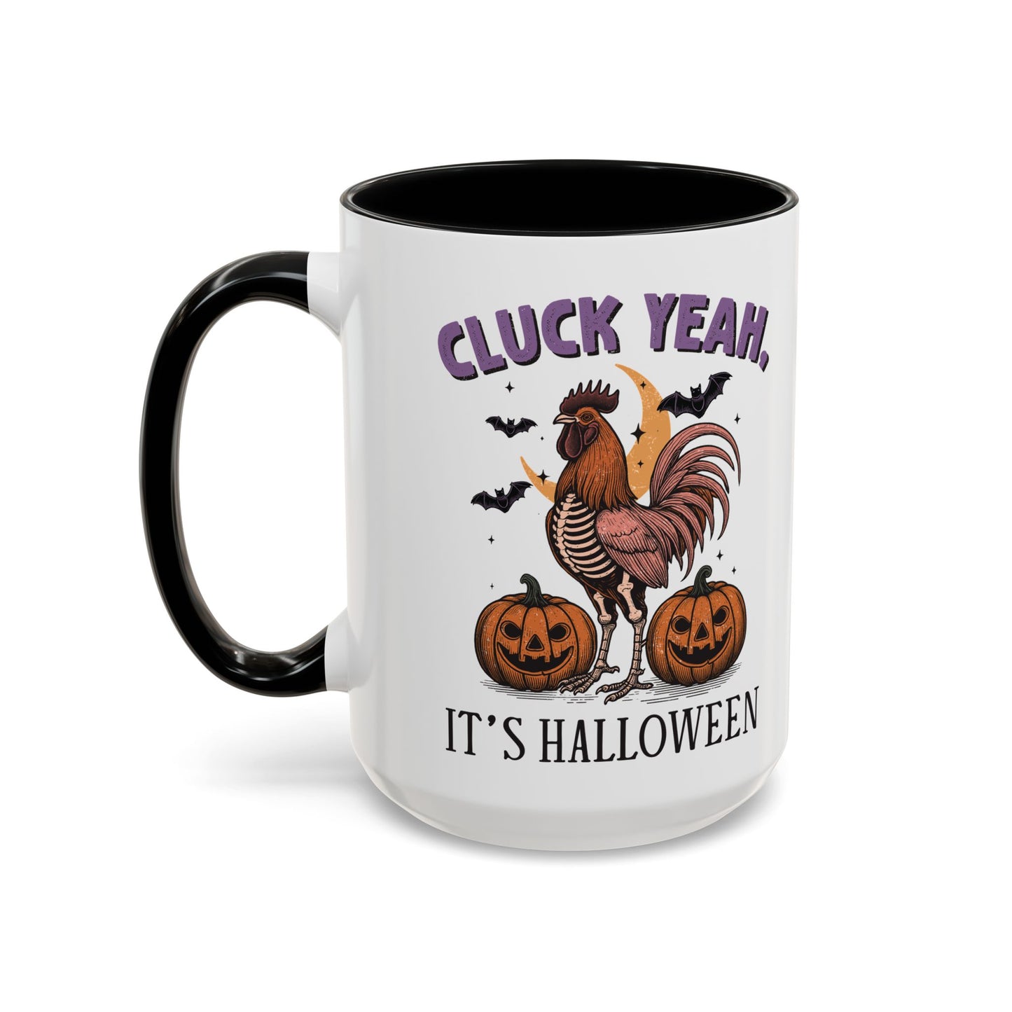 Cluck Yeah, It's Halloween Mug | Funny Rooster Halloween Coffee Cup | Spooky Chicken Design