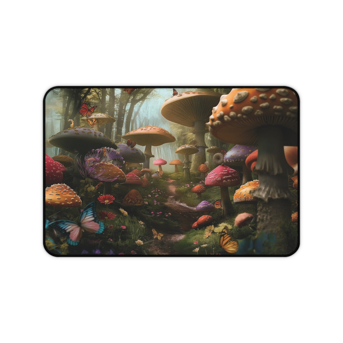 Enchanted Forest Mushrooms Desk Mat | Neoprene Mouse Pad | Fantasy-Inspired Office Desk Mat | Anti-Slip | 3 Sizes Available