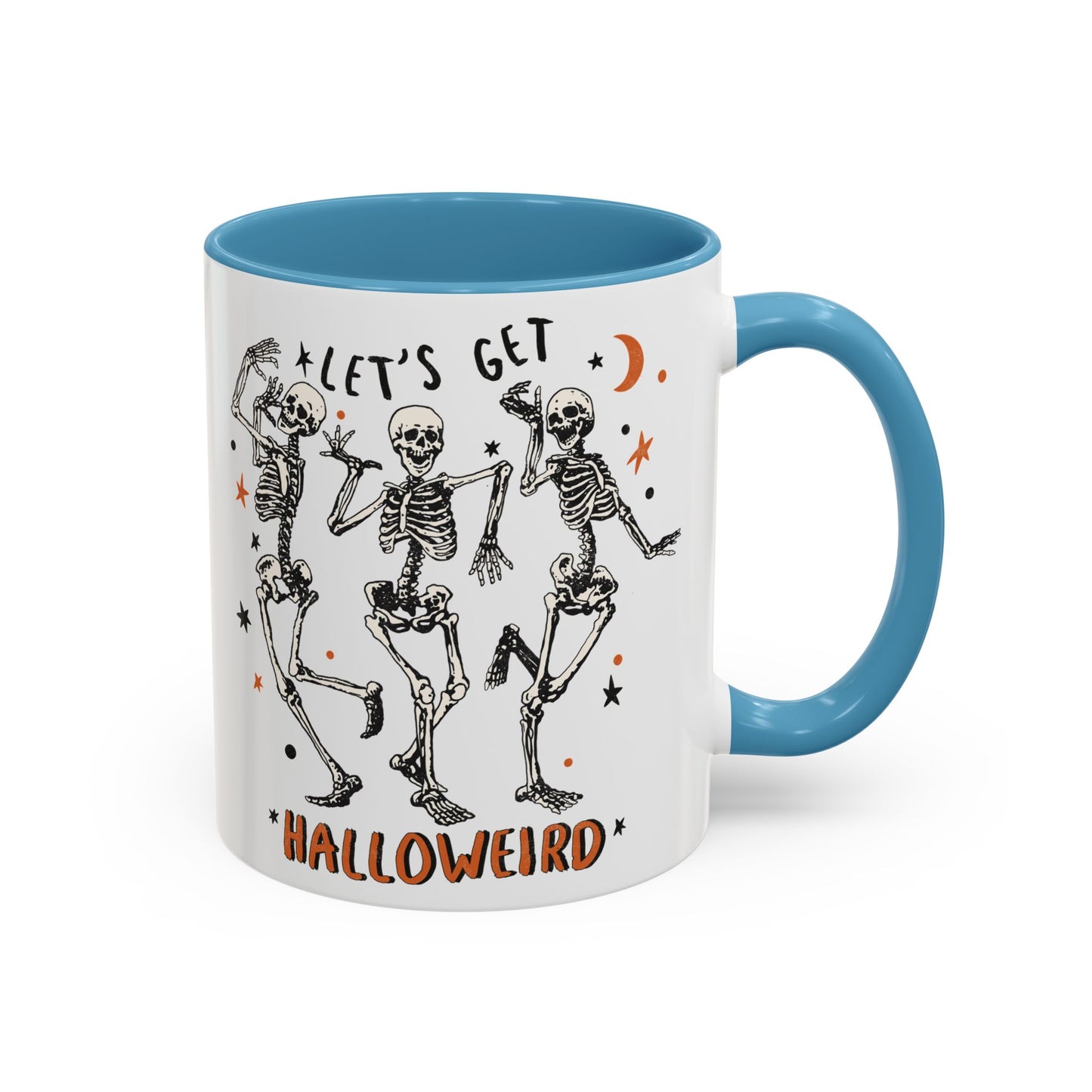 Lets Get Halloweird Halloween Mug | Dancing Skeleton Design | Funny Spooky Coffee Mug | Fall Drinkware | Unique Halloween Gift