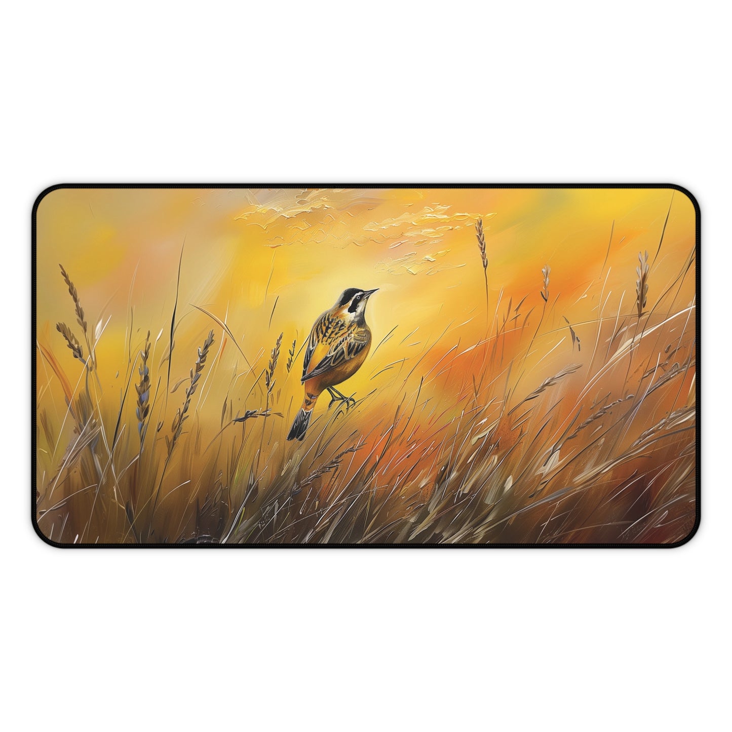 Bird in Meadow Desk Mat | Nature-Inspired Anti-Slip | 3 Sizes | Office Decor