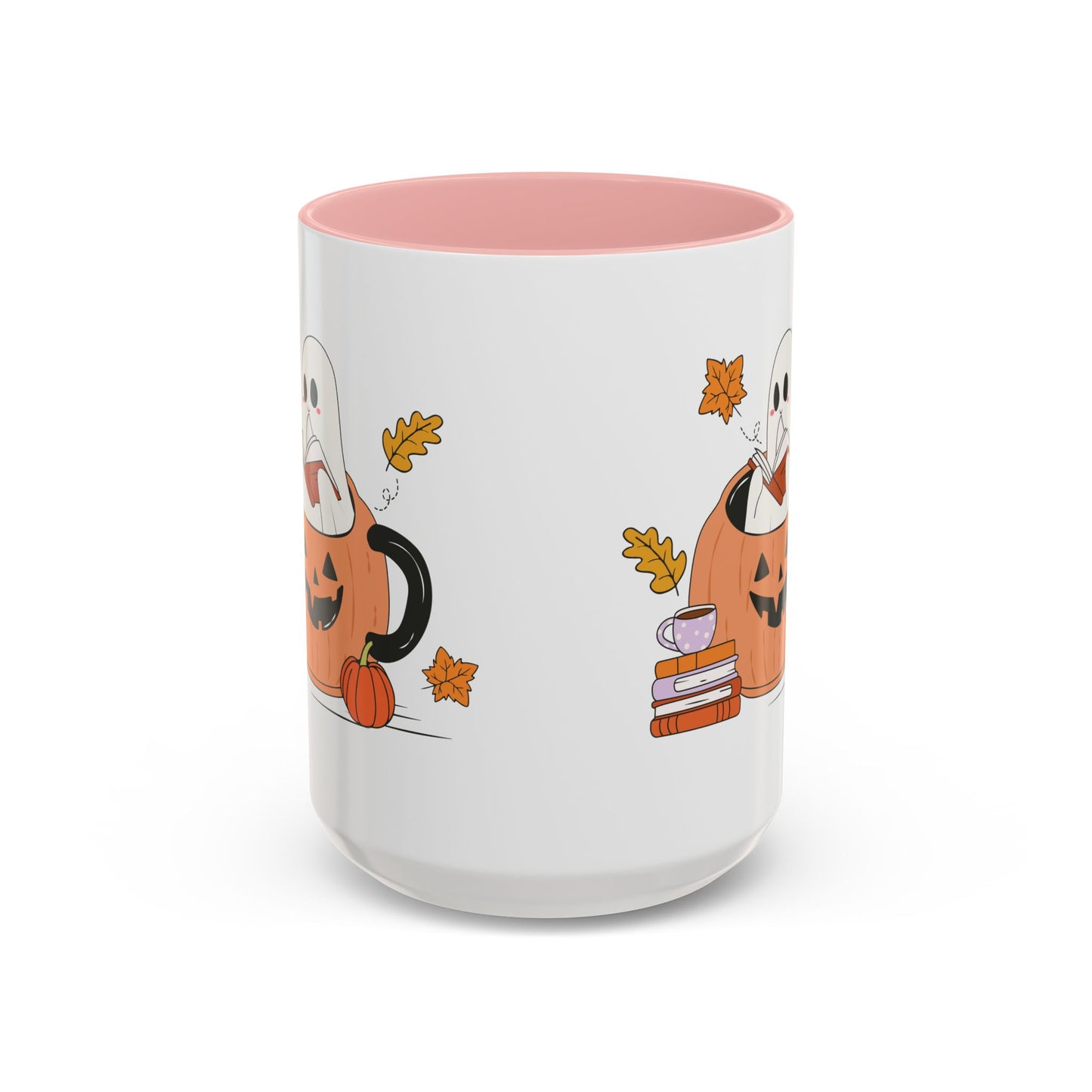 Cozy Ghost in Pumpkin Mug | 11oz and 15oz Ceramic Coffee Cup | Cute Autumn & Halloween Design