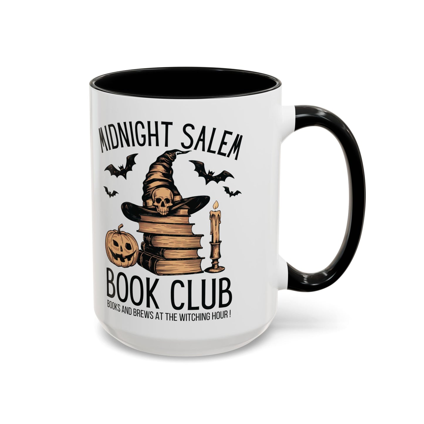 Midnight Salem Book Club Mug | Witchy Skull and Book Design | Halloween Coffee Mug | Spooky Fall Drinkware