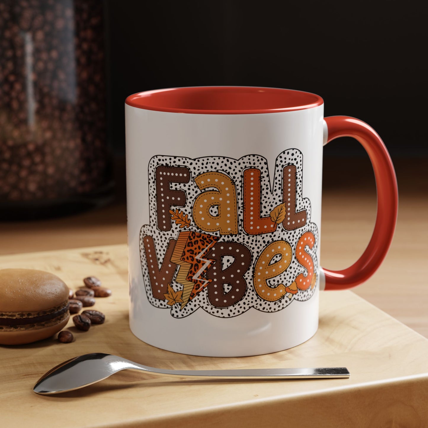 Fall Vibes Autumn Mug | 11oz and 15oz Ceramic Coffee Cup | Cozy and Colorful Fall Design