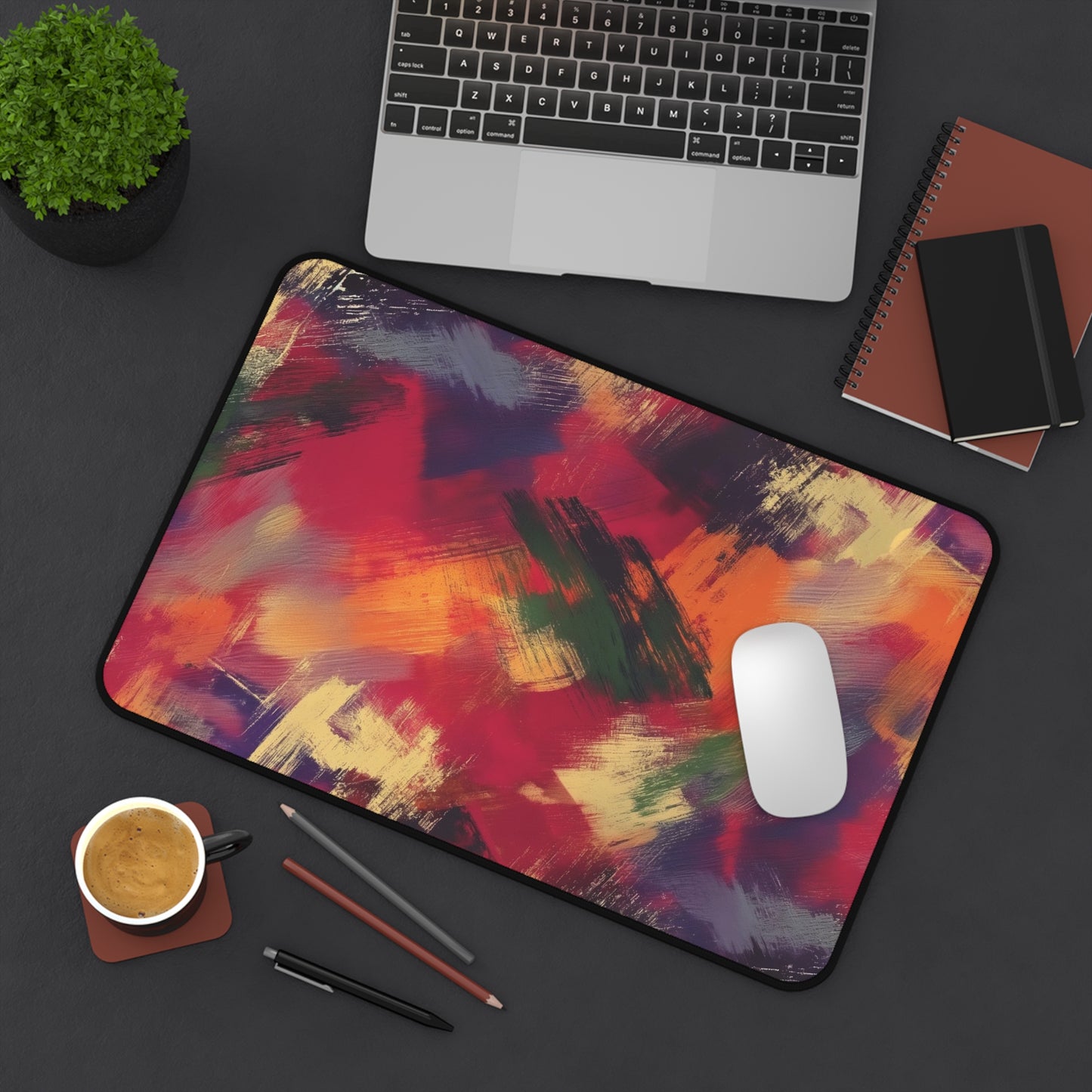 Color Splash Desk Mat | Bold Abstract Neoprene Mouse Pad | Vibrant Anti-Slip Office Desk Mat | 3 Sizes Available