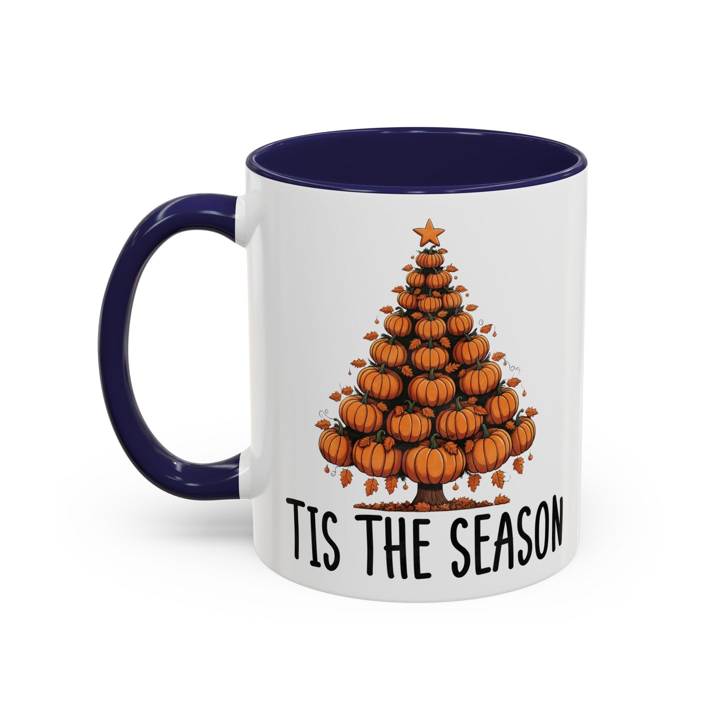 Tis the Season Pumpkin Tree Mug | 11oz and 15oz Ceramic Coffee Cup | Festive Fall & Holiday Design