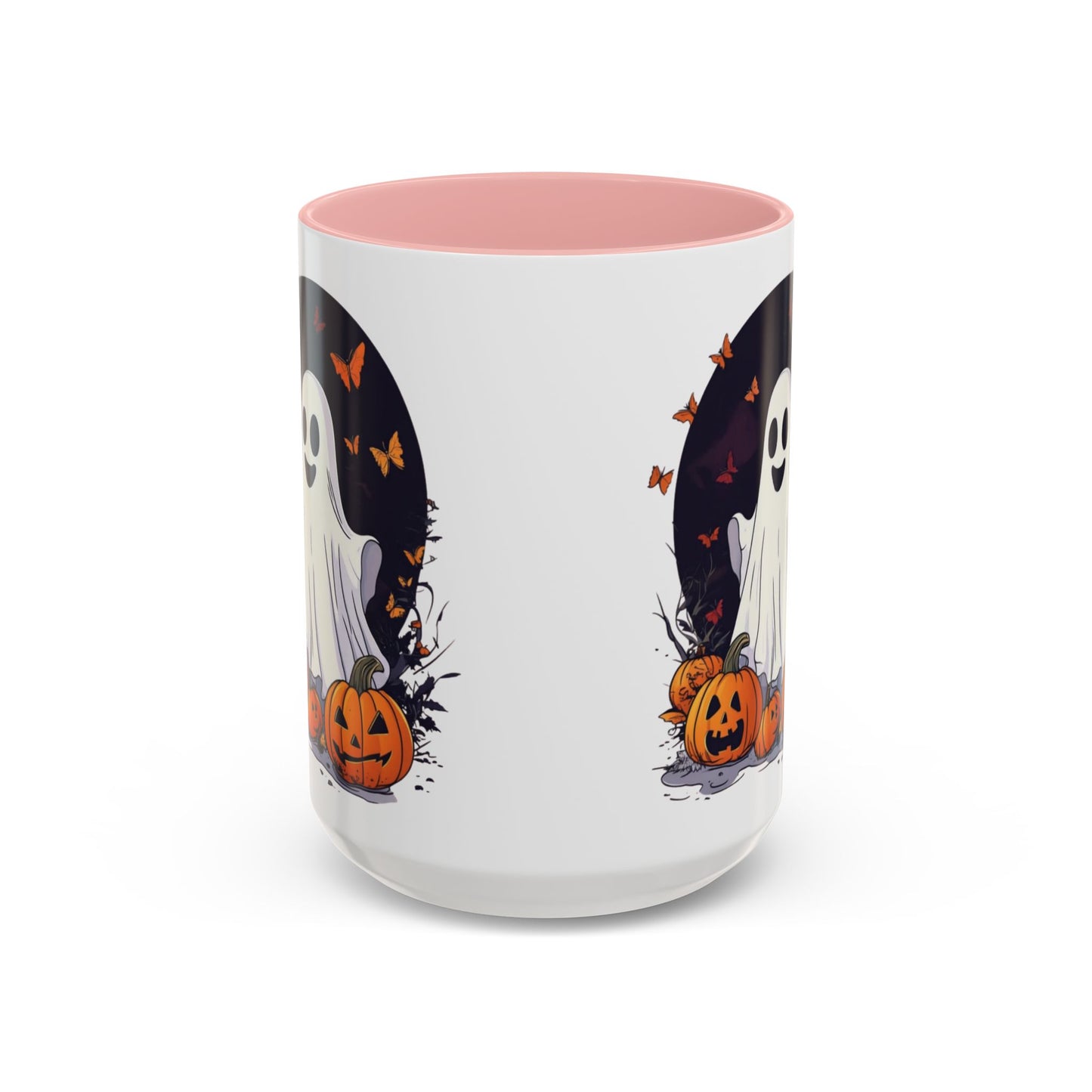 Halloween Ghost Mug - Cute Pumpkin Coffee Cup - White Ceramic Mug with Red Accent - Perfect Spooky Gift - 11oz & 15oz - BPA Free