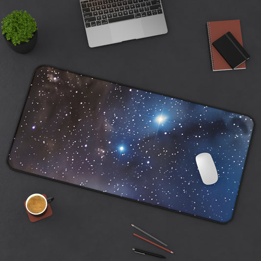 Starlit Sky Computer Desk Mat | Cosmic Stars Mouse Pad | Anti-Slip Neoprene Desk Mat for Home Office | 3 Sizes Available