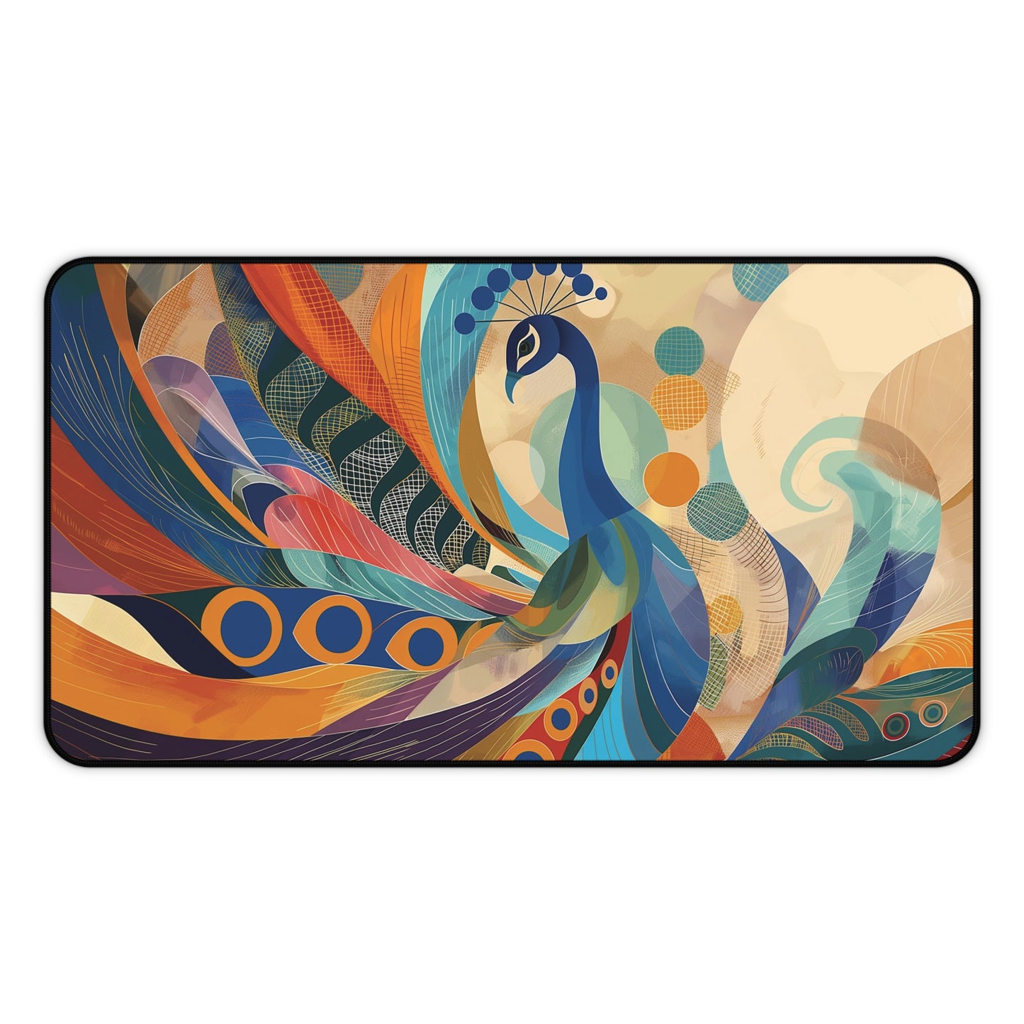 Peacock Desk Mat | Vibrant Artistic Anti-Slip | 3 Sizes | Office Decor