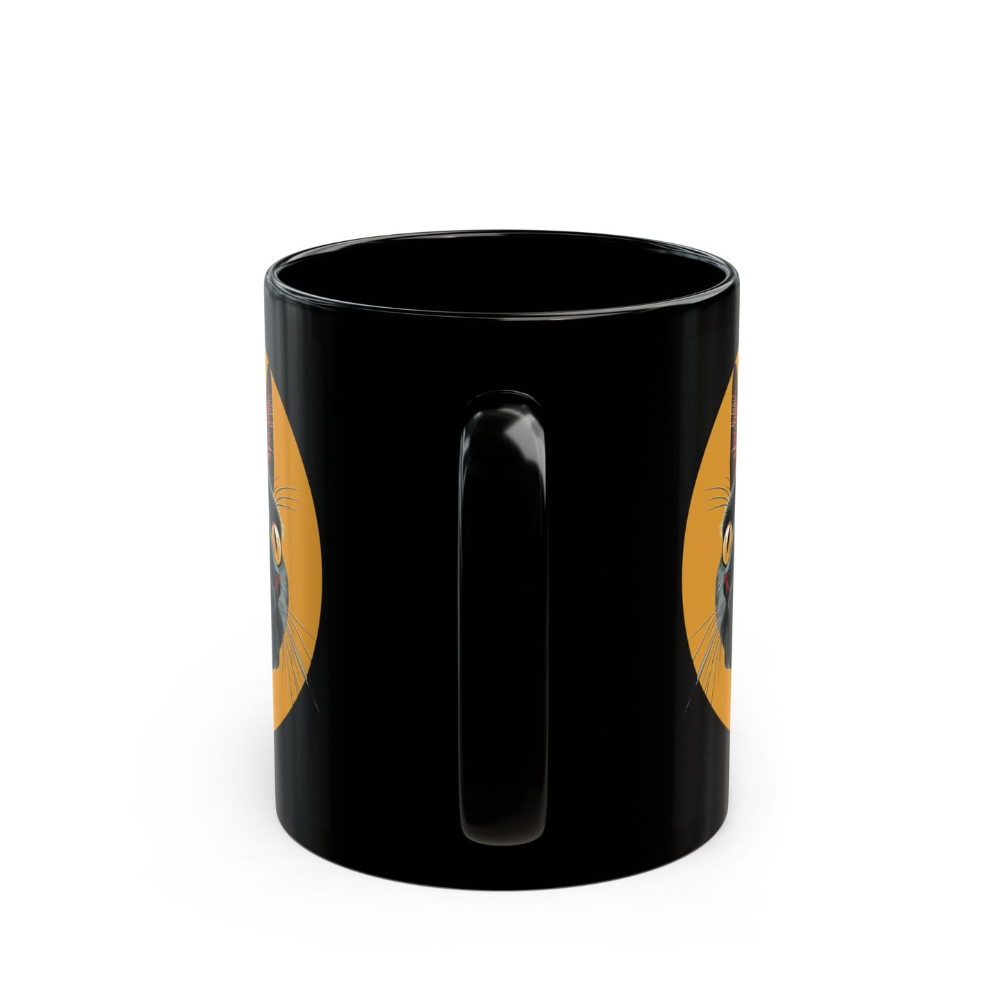 Black Cat Halloween Mug - Black Ceramic Coffee Cup with Spooky Cat Design - Perfect Halloween Gift - 11oz & 15oz