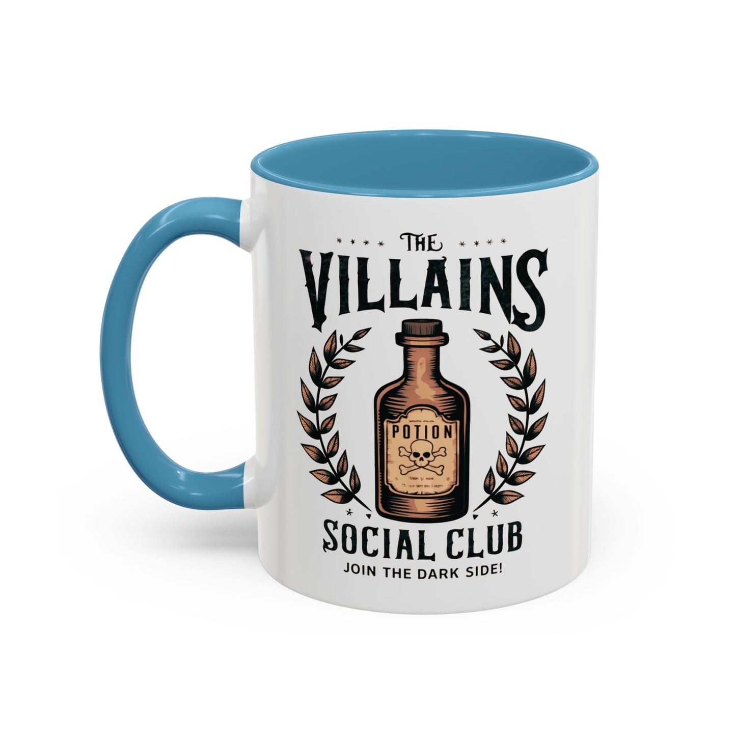 Villains Social Club Mug | Halloween Potion Bottle Design | Join the Dark Side Coffee Mug | Spooky Fall Drinkware