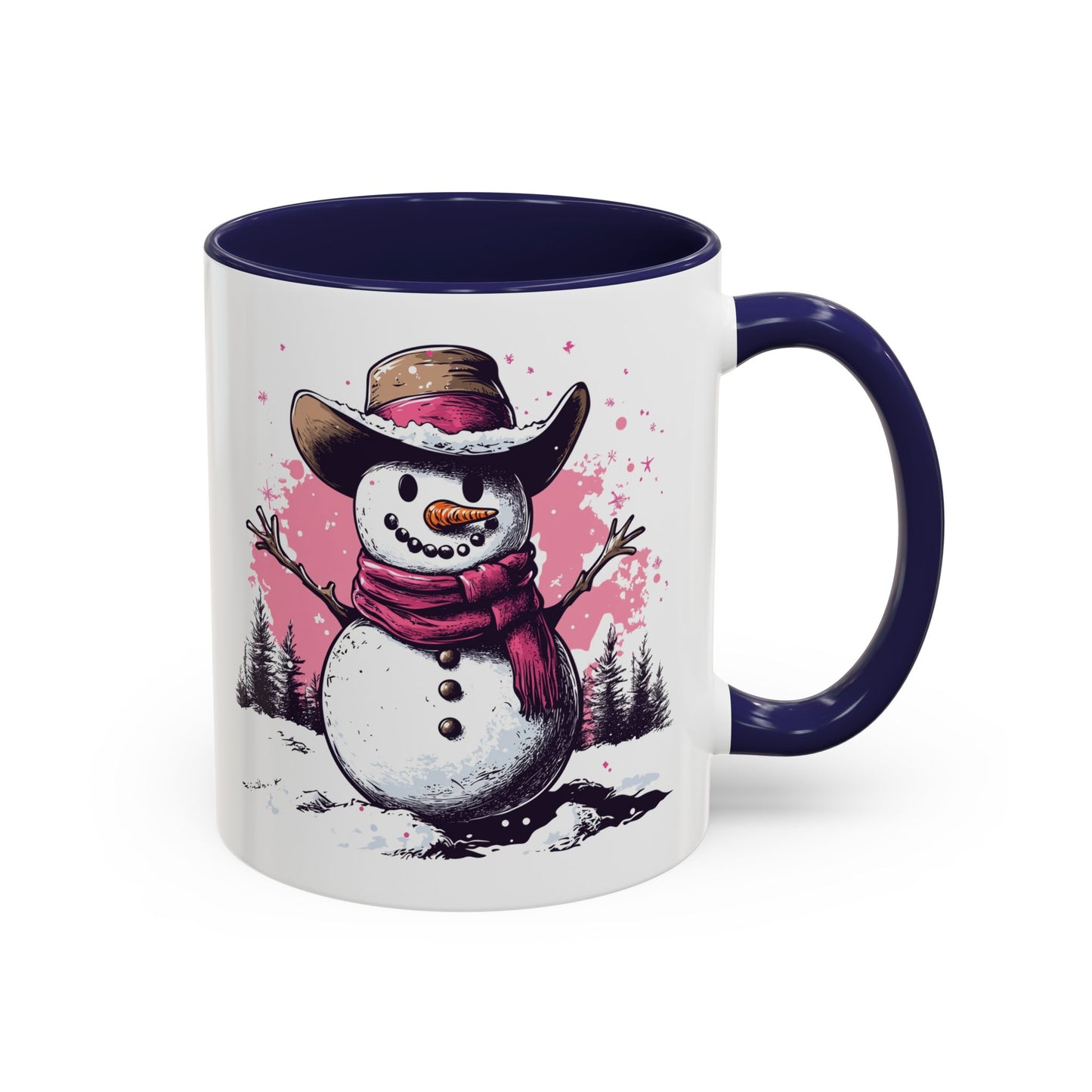 Cowboy Snowman Ceramic Mug - Festive Western Holiday Design - Perfect for Christmas and Winter Fun