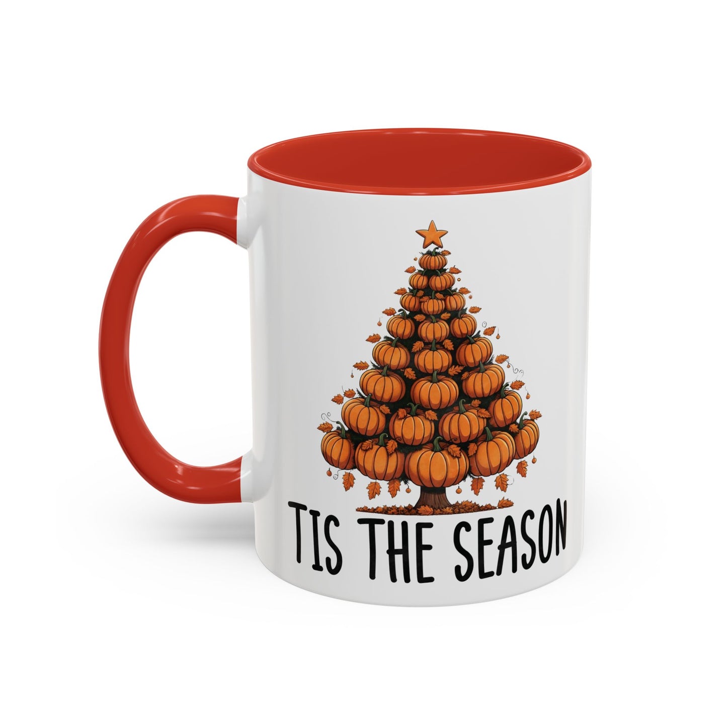 Tis the Season Pumpkin Tree Mug | 11oz and 15oz Ceramic Coffee Cup | Festive Fall & Holiday Design