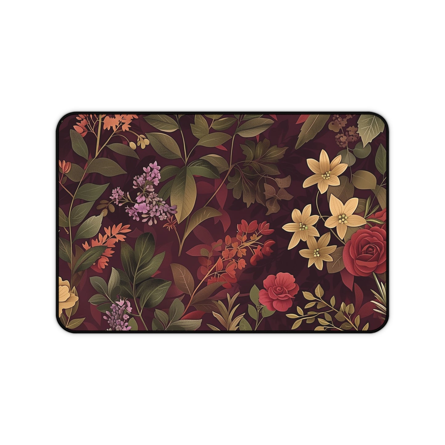 Floral Elegance Computer Desk Mat | Botanical Mouse Pad | Anti-Slip Neoprene Desk Mat for Home Office | 3 Sizes Available