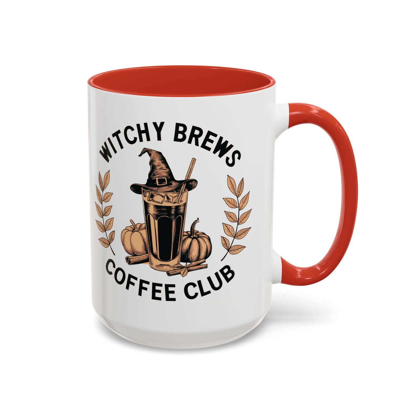 Witchy Brews Coffee Club Mug | Halloween Coffee Mug | Witch Hat and Pumpkin Design | Spooky Fall Drinkware