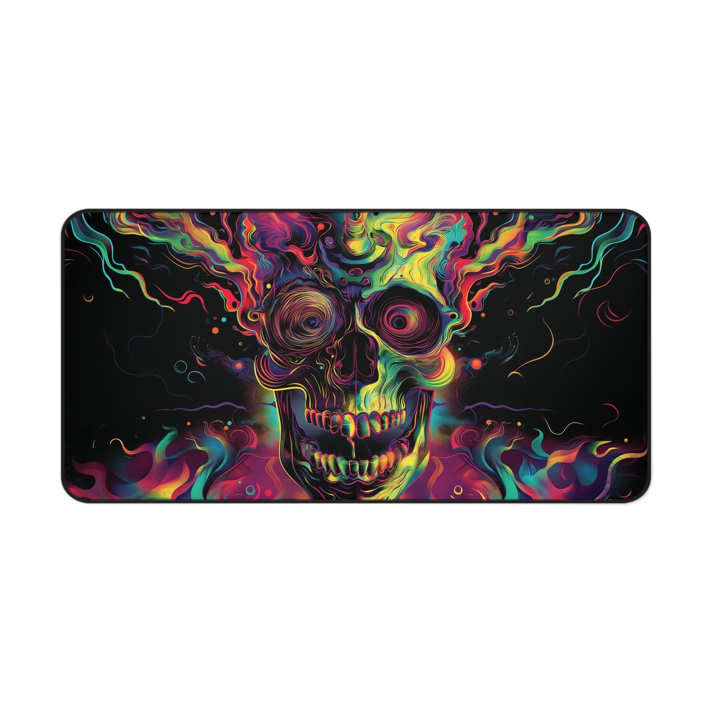 Psychedelic Skull Desk Mat | Vibrant Abstract Art | Neoprene | Anti-Slip | 3 Sizes | Office Decor