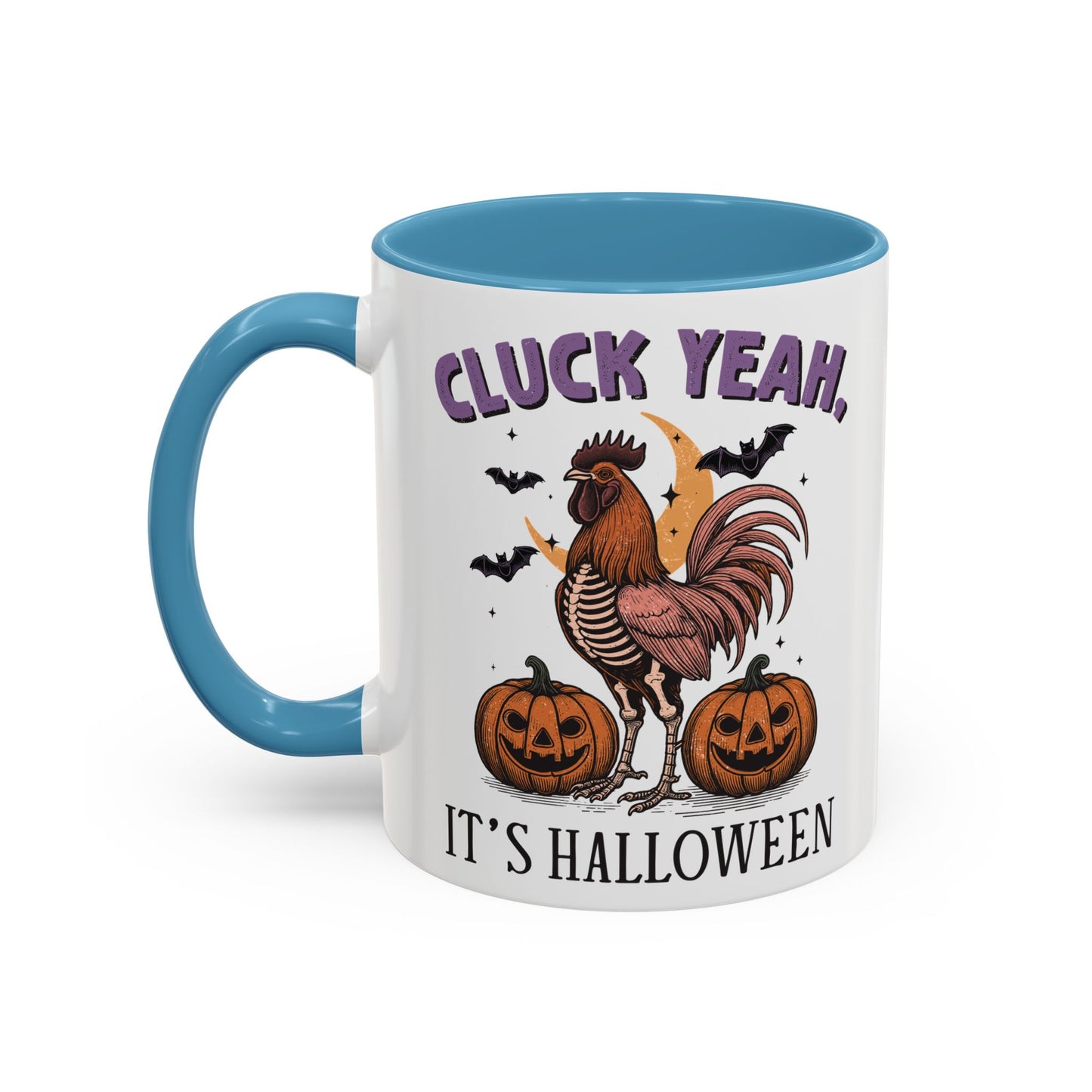 Cluck Yeah, It's Halloween Mug | Funny Rooster Halloween Coffee Cup | Spooky Chicken Design