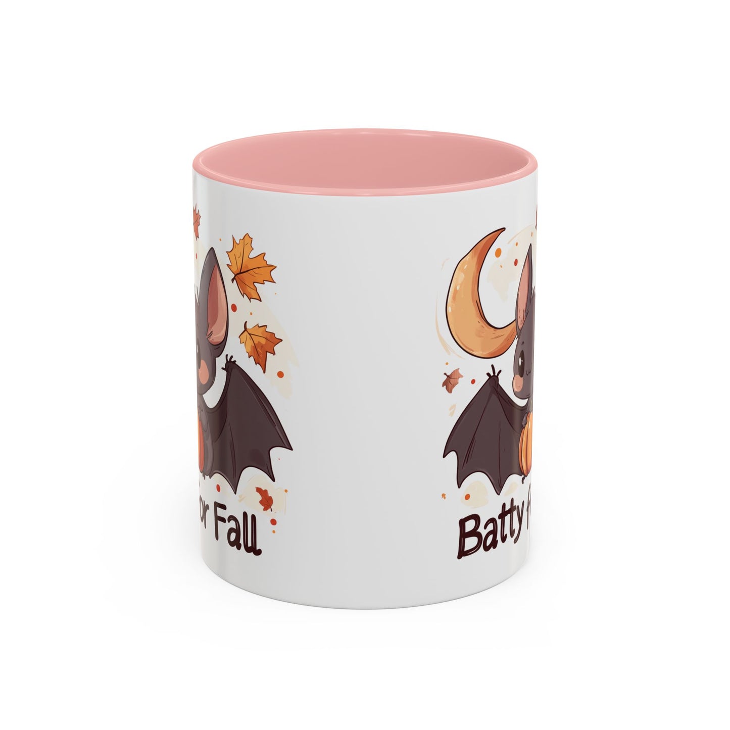 Batty for Fall Ceramic Mug - Adorable Bat and Pumpkin Design - Perfect for Halloween and Autumn Lovers