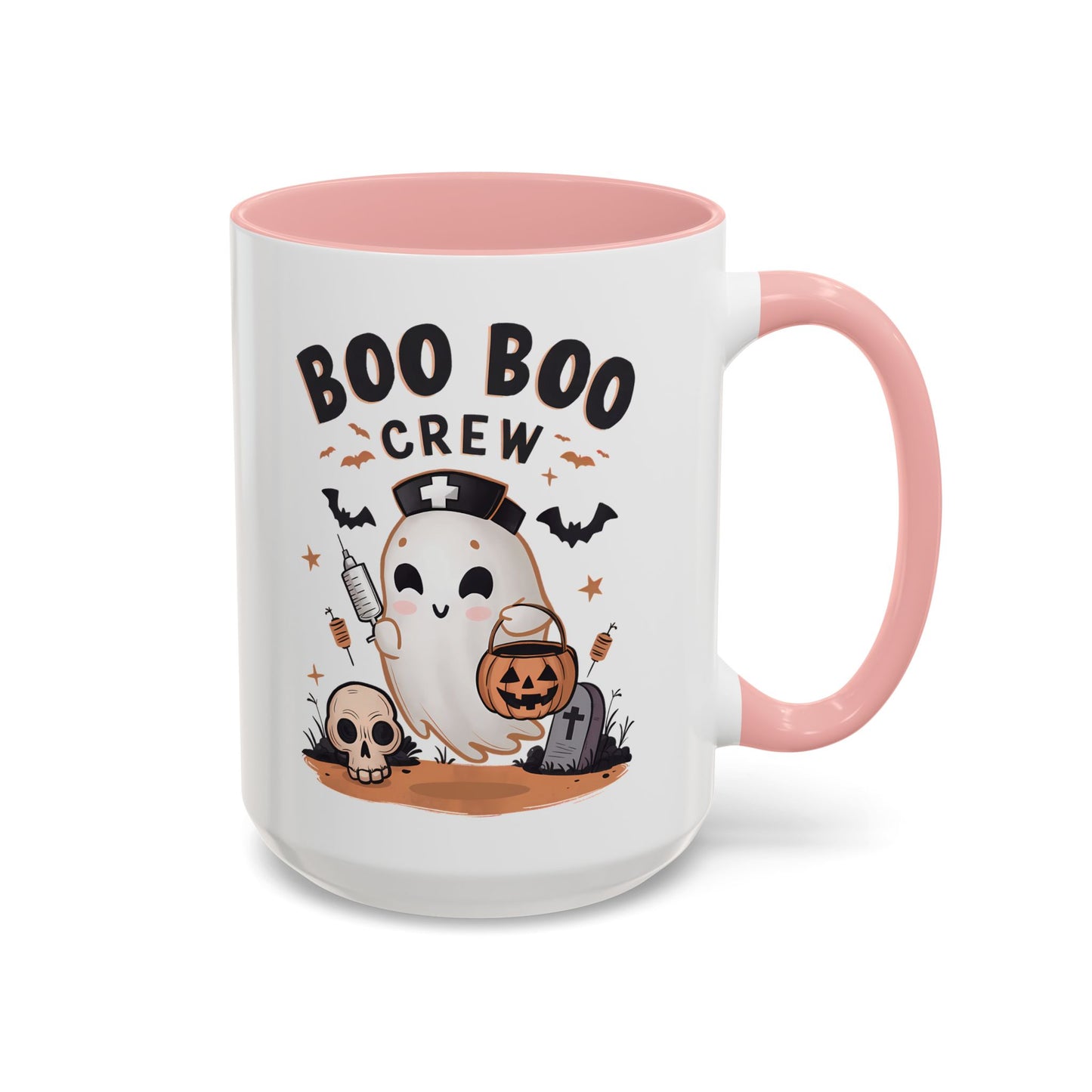 Boo Boo Crew Halloween Mug | Cute Ghost Nurse Design | 11oz and 15oz Ceramic Coffee Cup