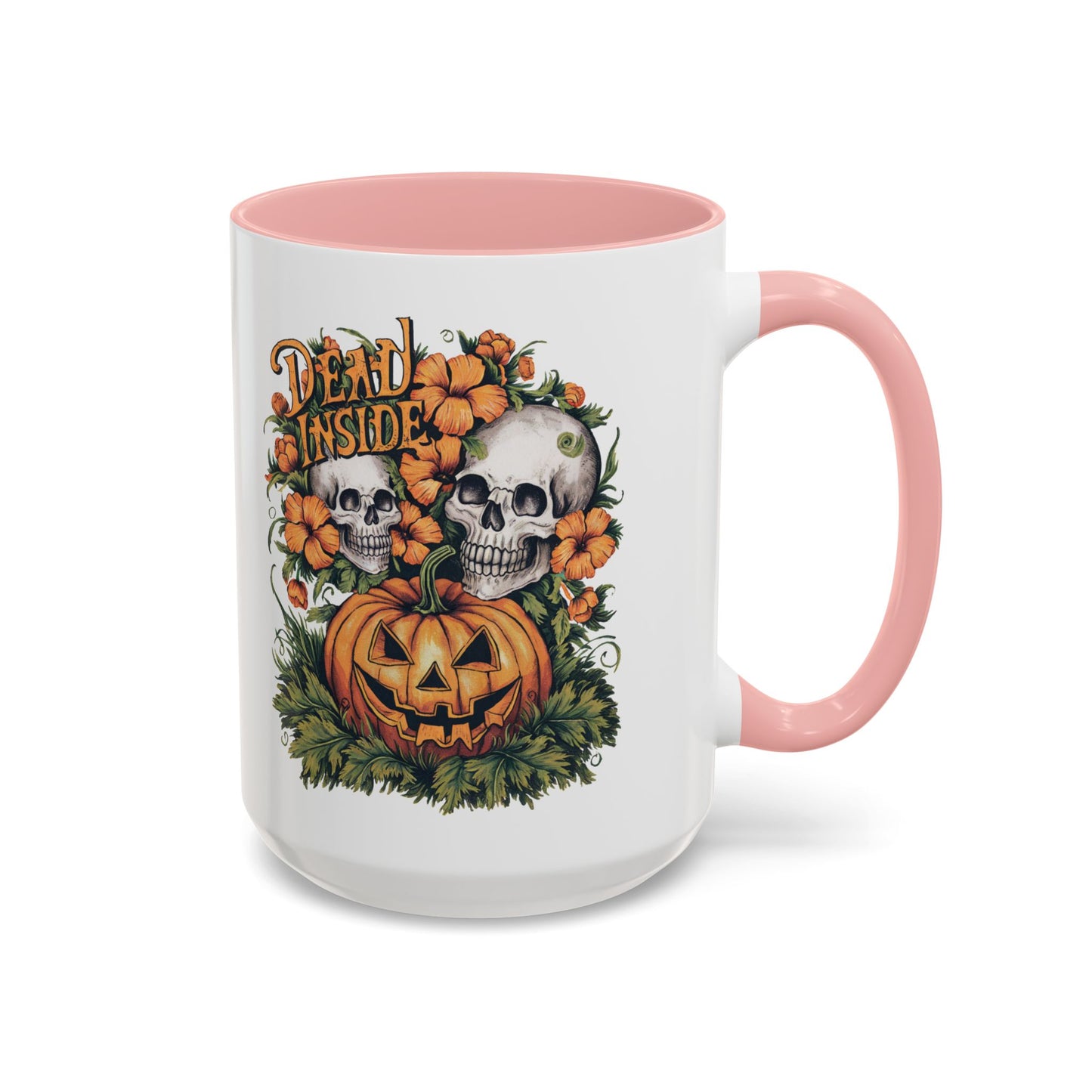 Dead Inside Halloween Mug | Skull and Pumpkin Design | Spooky Gothic Coffee Mug