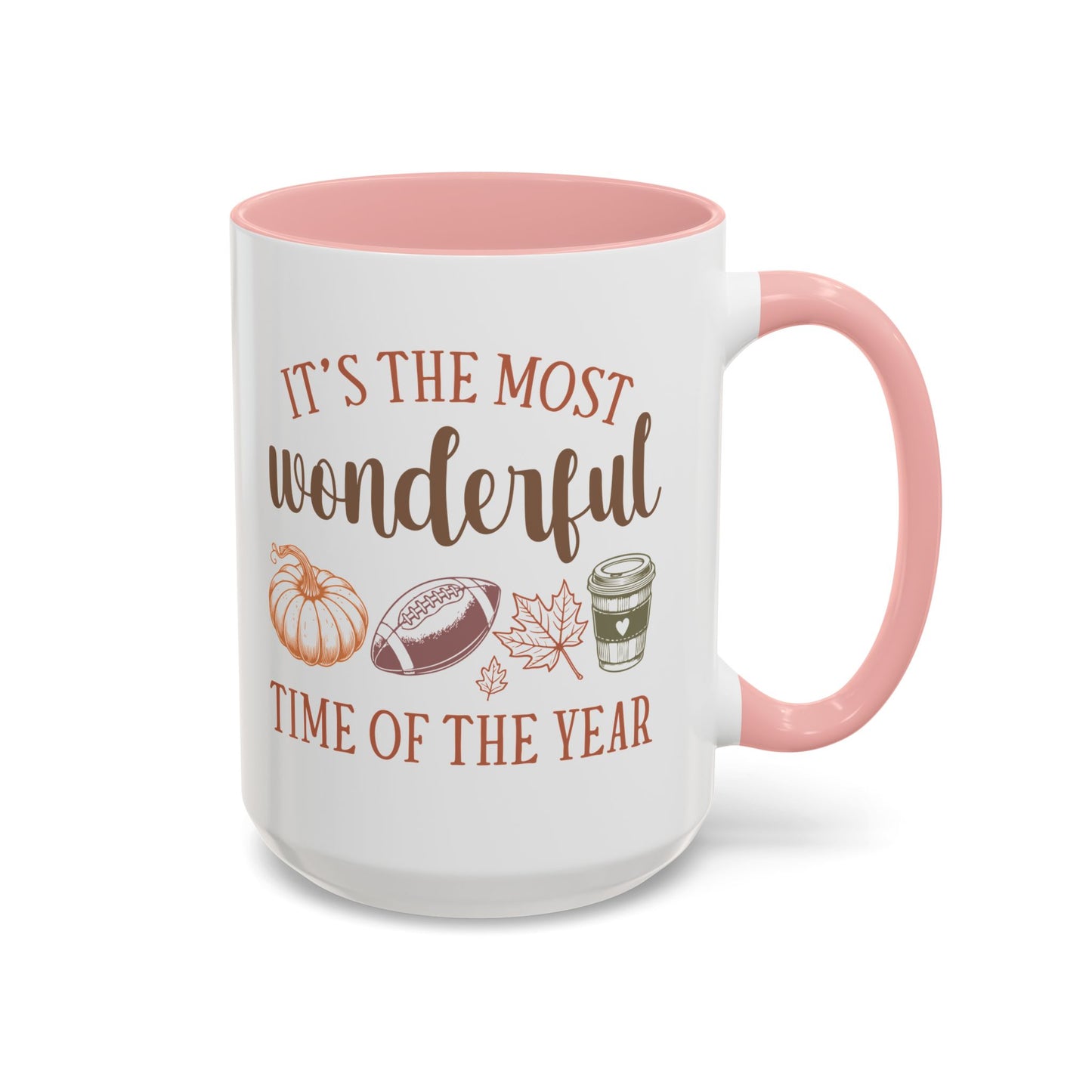 Most Wonderful Time of the Year Fall Mug | 11oz and 15oz Ceramic Coffee Cup | Autumn, Football & Pumpkin Design