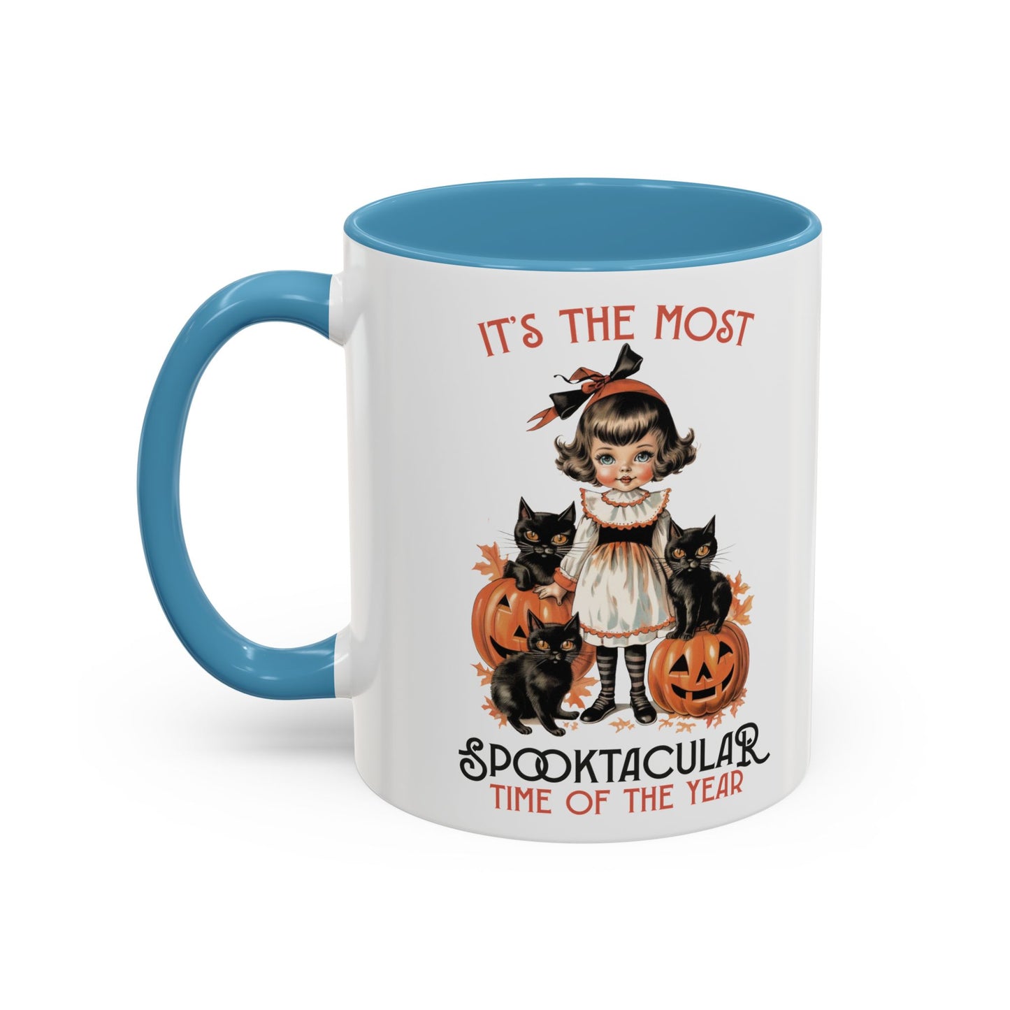 Spooktacular Time of the Year Halloween Mug | Vintage Black Cat and Doll Design | Halloween Coffee Mug | Fall Drinkware