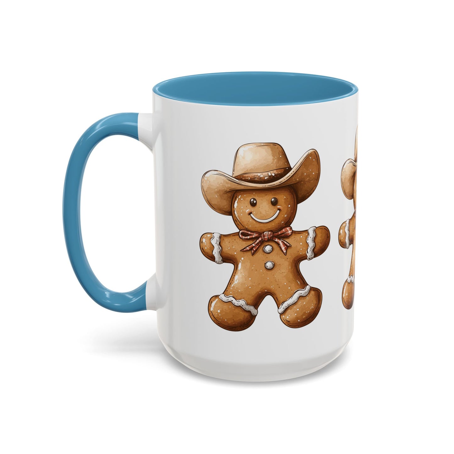 Cowboy Gingerbread Man Tan Hat Ceramic Mug - Festive Western Holiday Design - Perfect for Christmas and Cookie Lovers