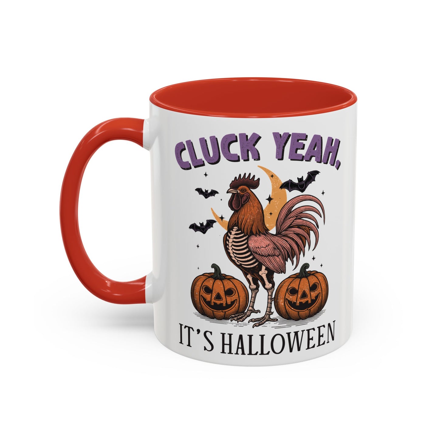 Cluck Yeah, It's Halloween Mug | Funny Rooster Halloween Coffee Cup | Spooky Chicken Design