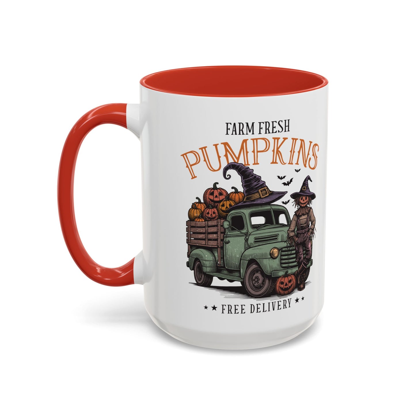 Farm Fresh Pumpkins Mug | Vintage Truck Fall Mug | Halloween Pumpkin Patch Coffee Cup | 11oz and 15oz Ceramic Mug