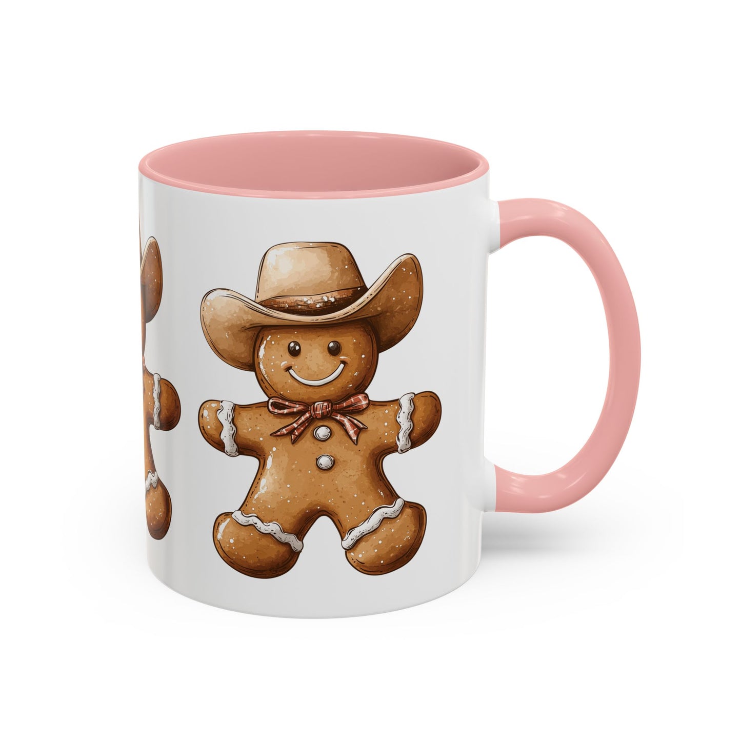 Cowboy Gingerbread Man Tan Hat Ceramic Mug - Festive Western Holiday Design - Perfect for Christmas and Cookie Lovers