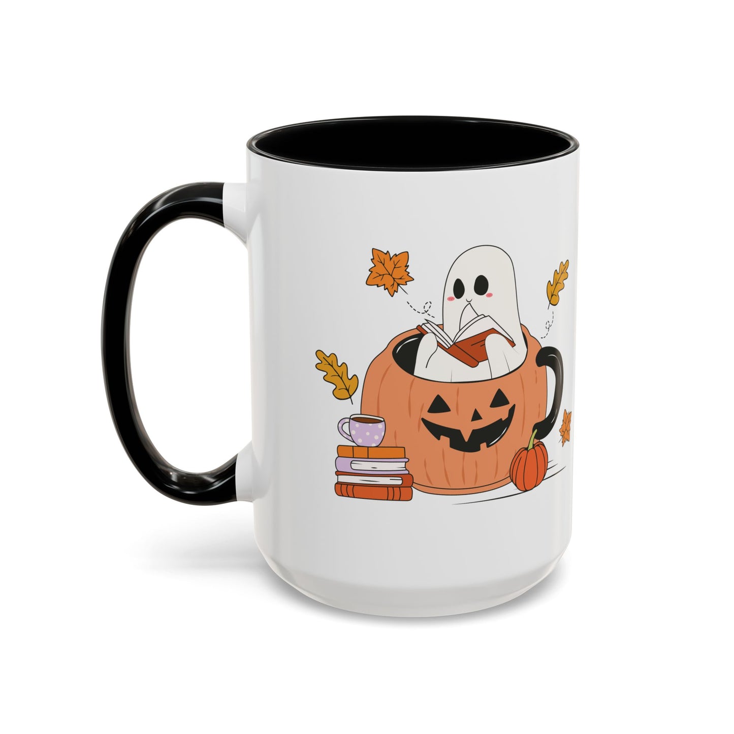 Cozy Ghost in Pumpkin Mug | 11oz and 15oz Ceramic Coffee Cup | Cute Autumn & Halloween Design