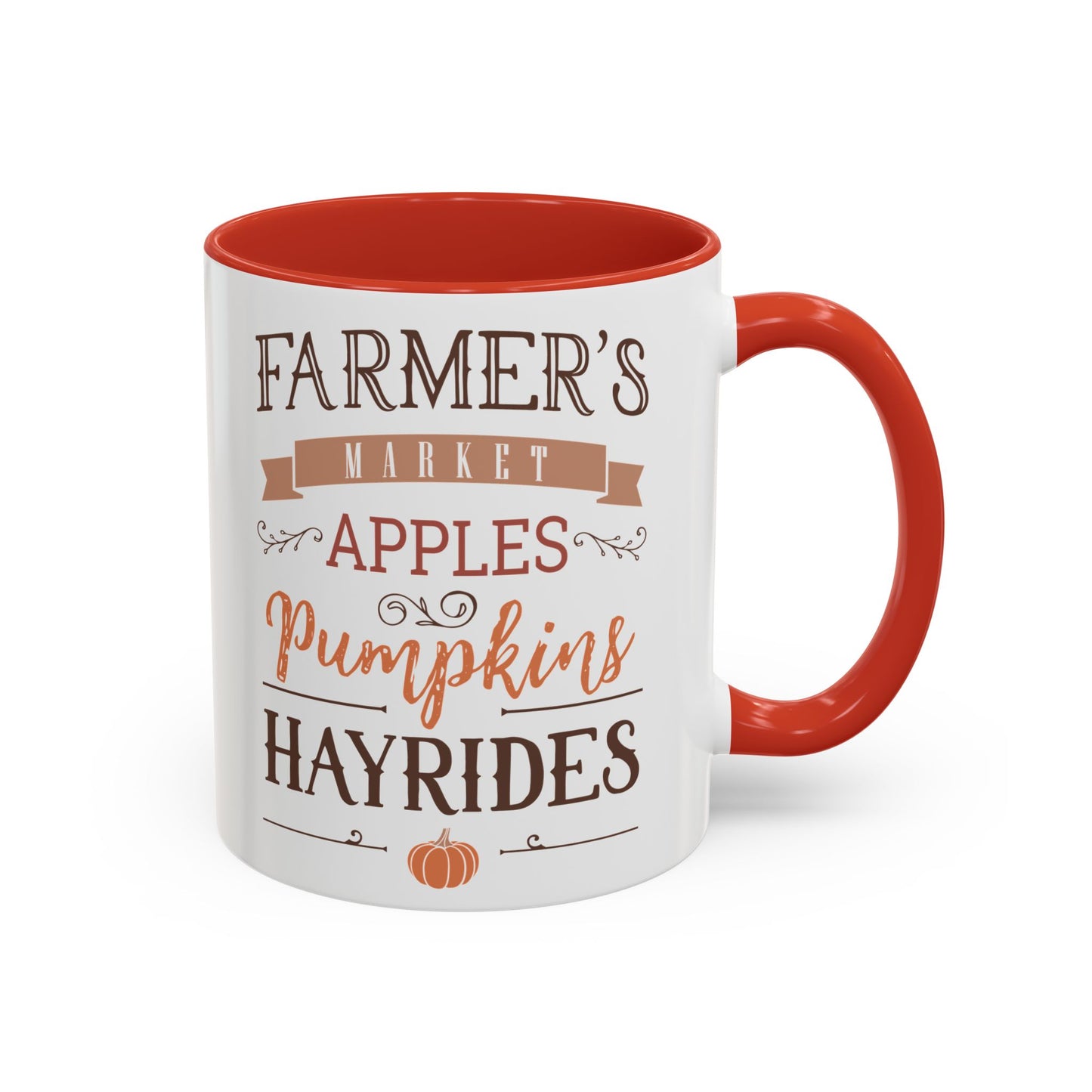 Farmers Market Fall Mug | 11oz and 15oz Ceramic Coffee Cup | Apples, Pumpkins, & Hayrides Autumn Design