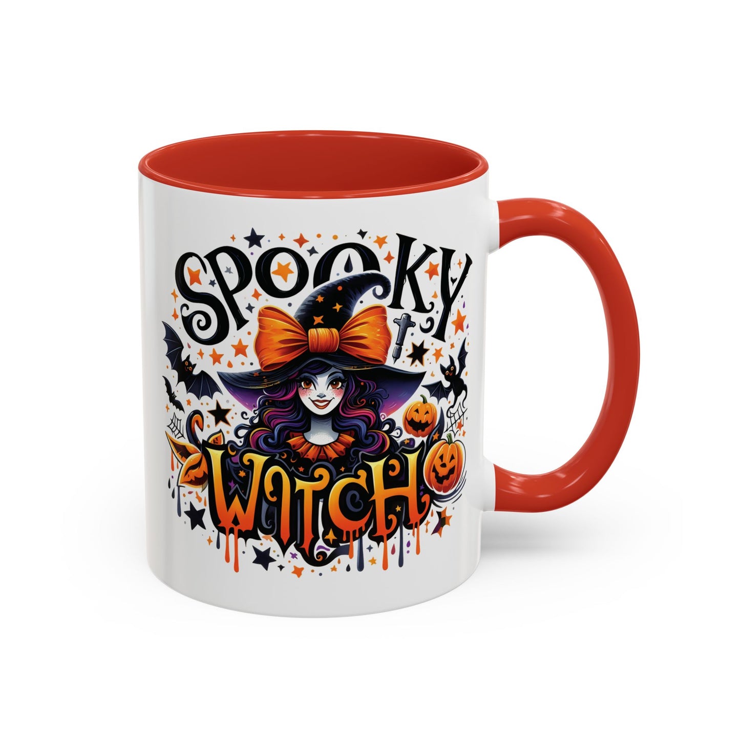 Spooky Witch Halloween Mug | Colorful Witch and Pumpkin Design | 11oz and 15oz Ceramic Coffee Cup