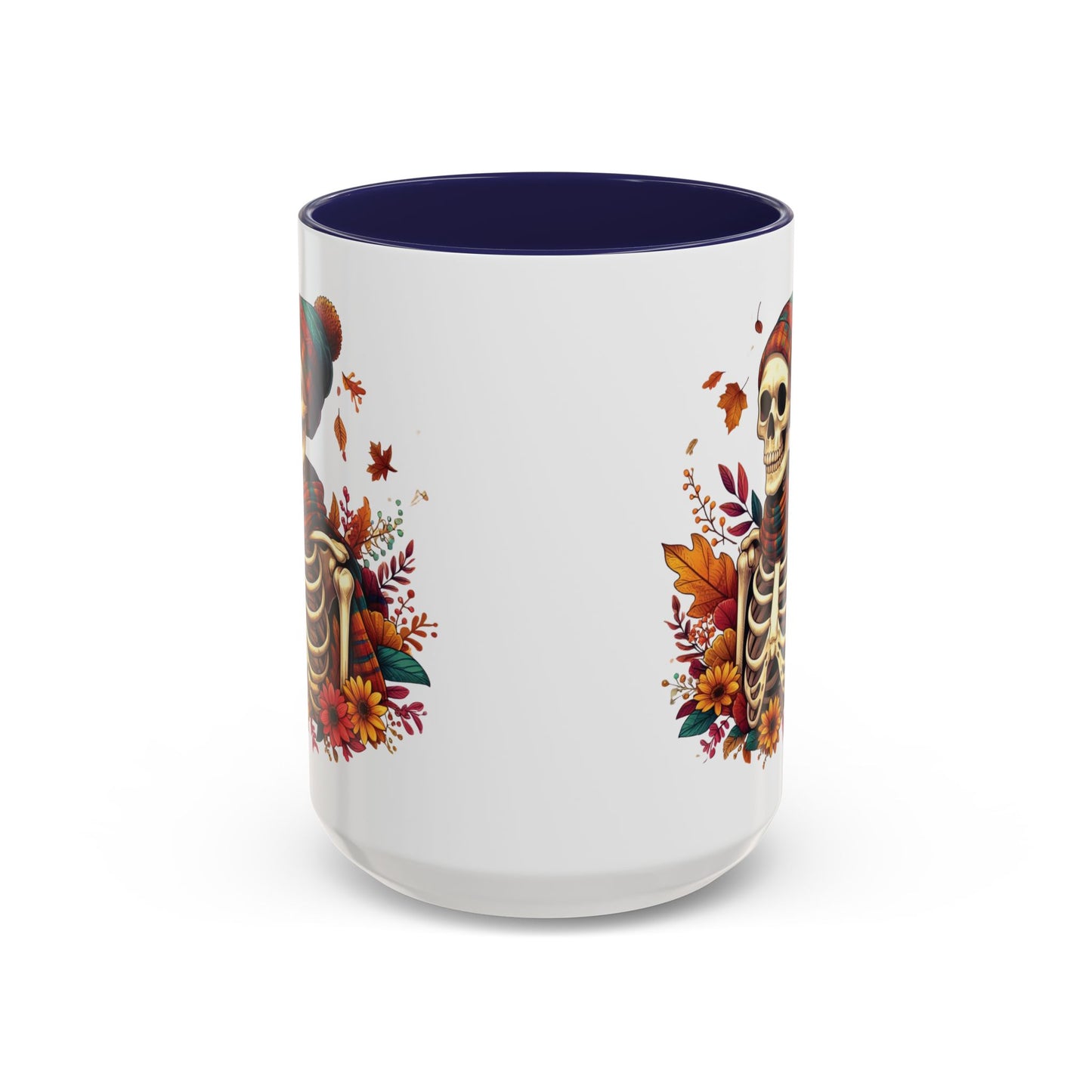 Cozy Fall Skeleton Mug | Cute Autumn Skeleton Coffee Mug | Fall-Themed Drinkware | Halloween Skeleton in Scarf Design