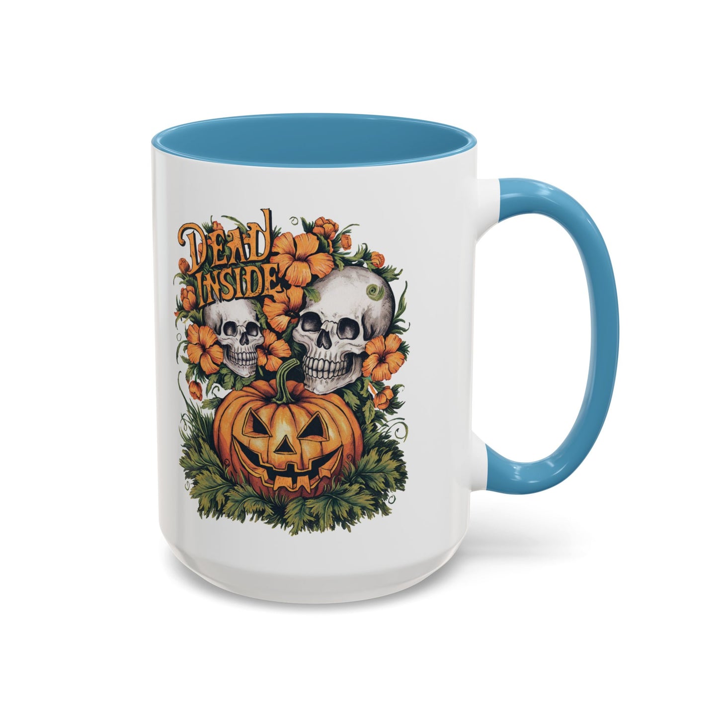 Dead Inside Halloween Mug | Skull and Pumpkin Design | Spooky Gothic Coffee Mug