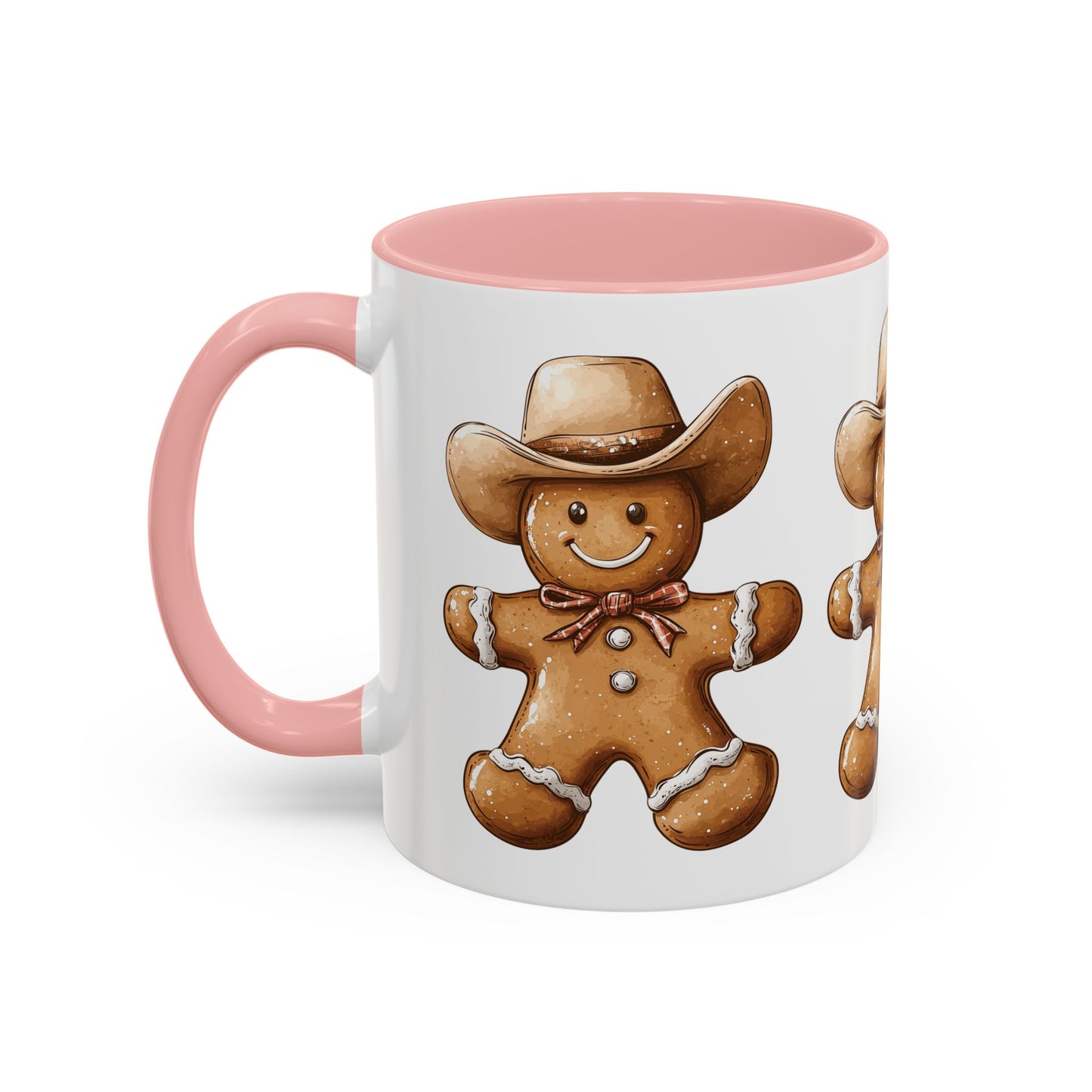 Cowboy Gingerbread Man Tan Hat Ceramic Mug - Festive Western Holiday Design - Perfect for Christmas and Cookie Lovers