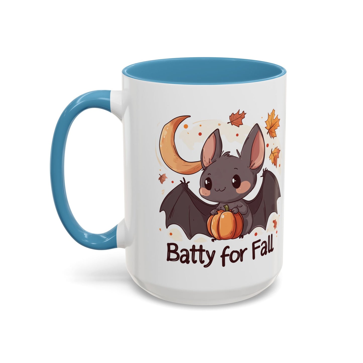 Batty for Fall Ceramic Mug - Adorable Bat and Pumpkin Design - Perfect for Halloween and Autumn Lovers