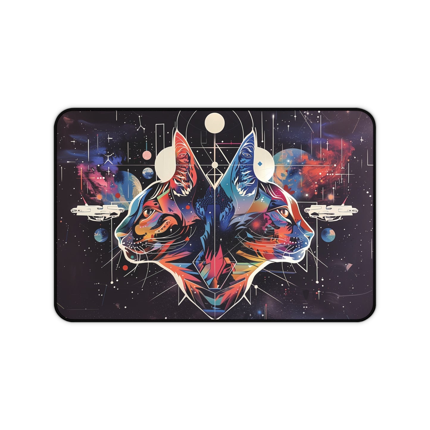 Cosmic Cat Desk Mat | Galaxy Cat Design | Neoprene | Anti-Slip | 3 Sizes