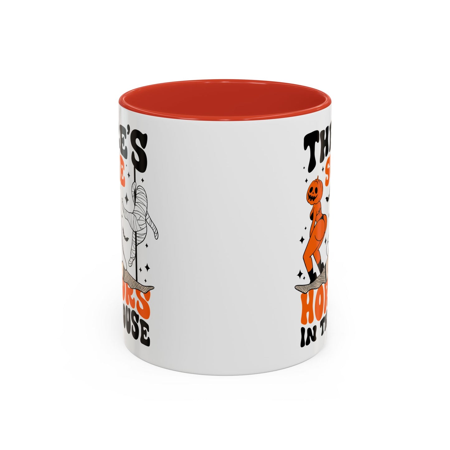 Theres Some Horrors in This House Funny Halloween Mug | 11oz and 15oz Ceramic Coffee Cup | Ghost and Pumpkin Design