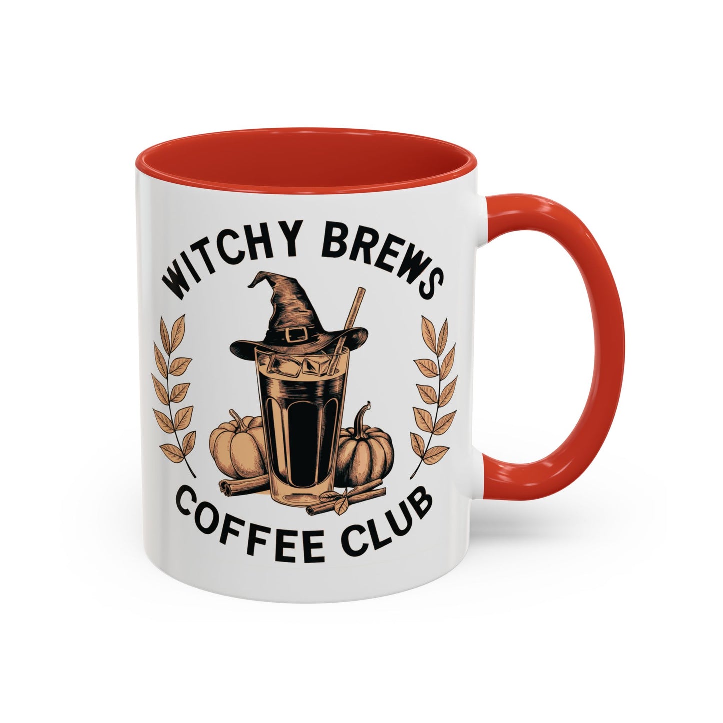 Witchy Brews Coffee Club Mug | Halloween Coffee Mug | Witch Hat and Pumpkin Design | Spooky Fall Drinkware