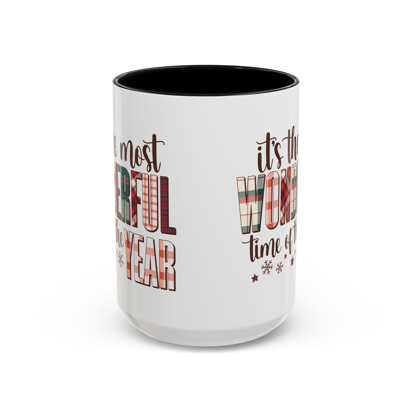 It's the Most Wonderful Time of the Year Christmas Mug | Plaid Text Holiday Design | Festive Winter Coffee Mug