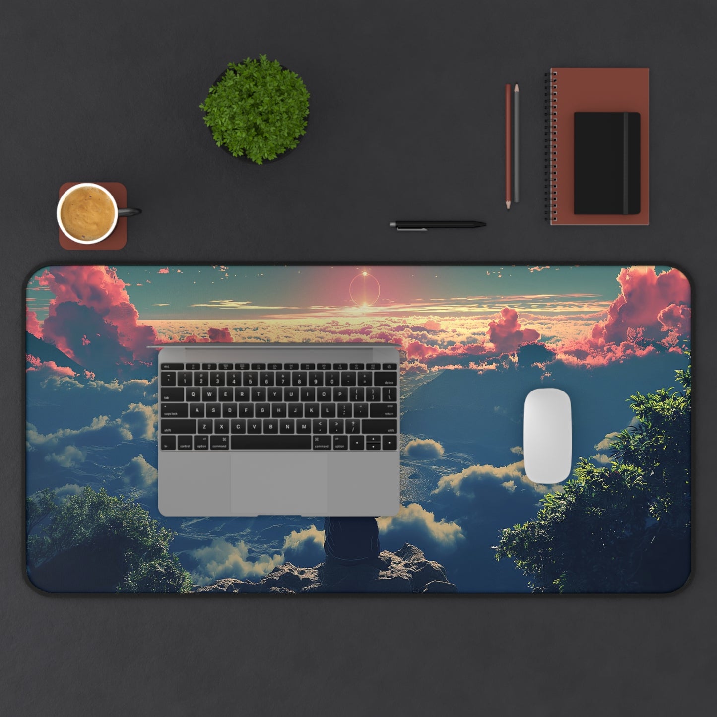 Serene Sunset Computer Desk Mat | Customizable Scenic Mouse Pad | Anti-Slip Neoprene Desk Mat for Home Office | 3 Sizes Available