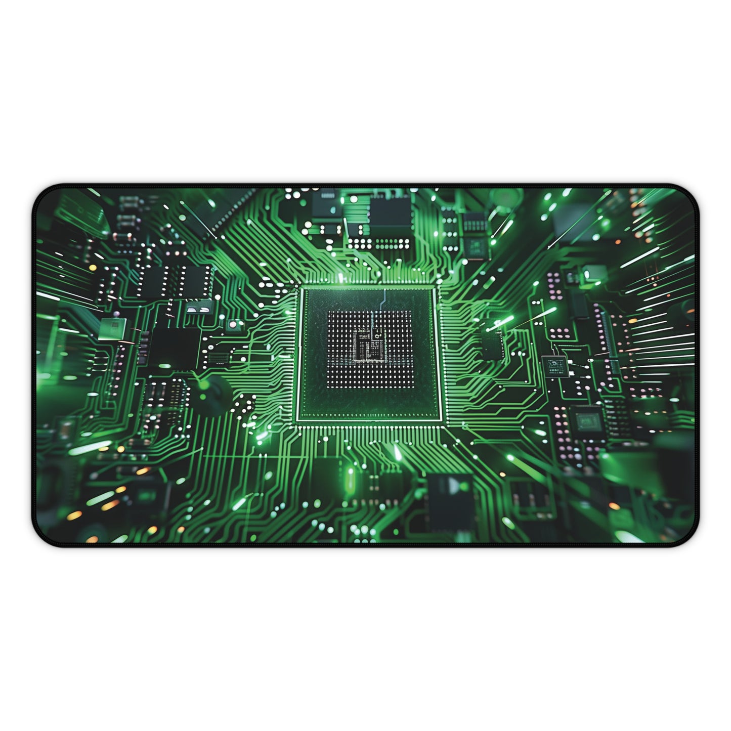 Green Circuit Board Desk Mat | Neoprene | Anti-Slip | 3 Sizes | Tech Office Decor