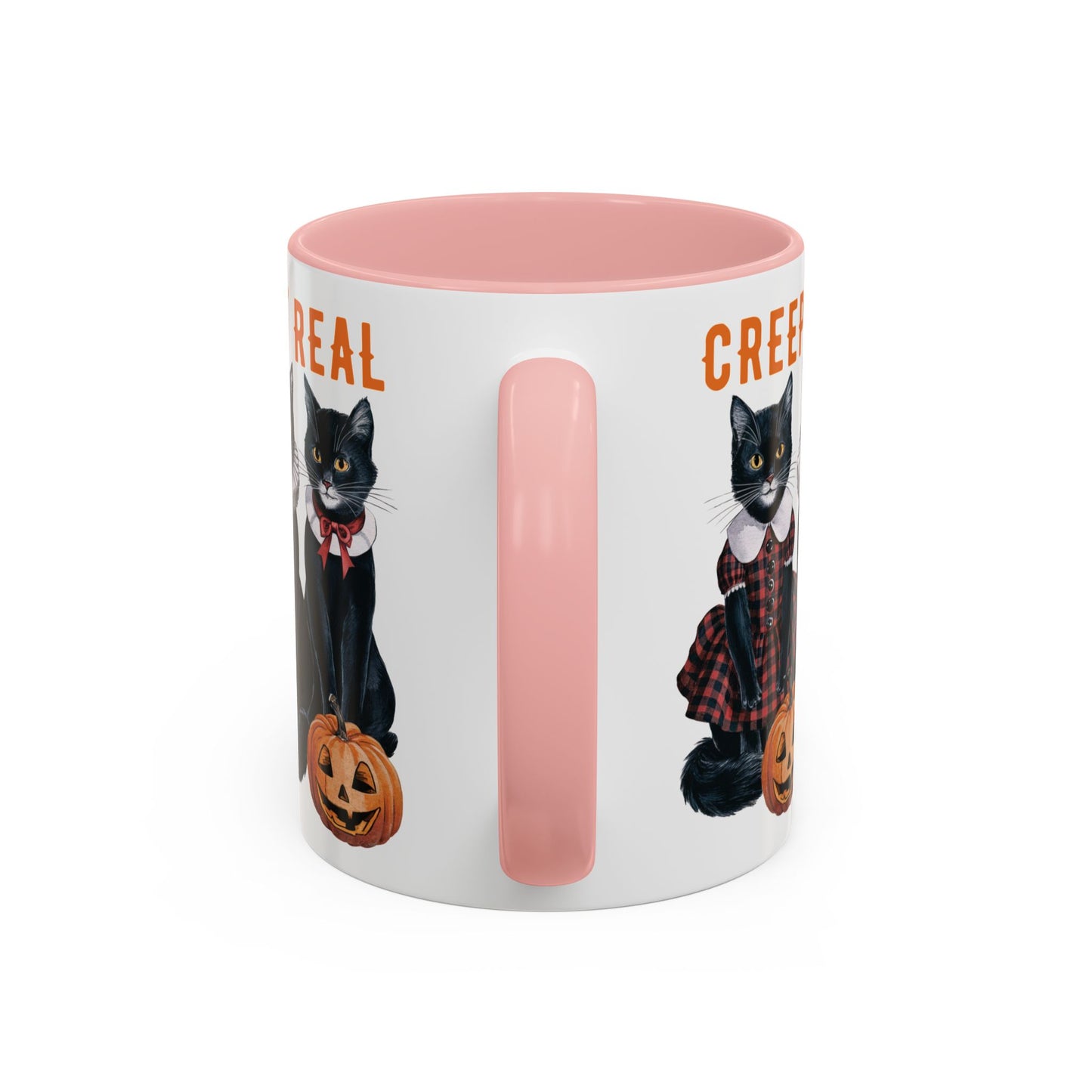 Creep It Real Halloween Mug | Black Cat and Pumpkin Design | Halloween Coffee Mug | Fall Drinkware