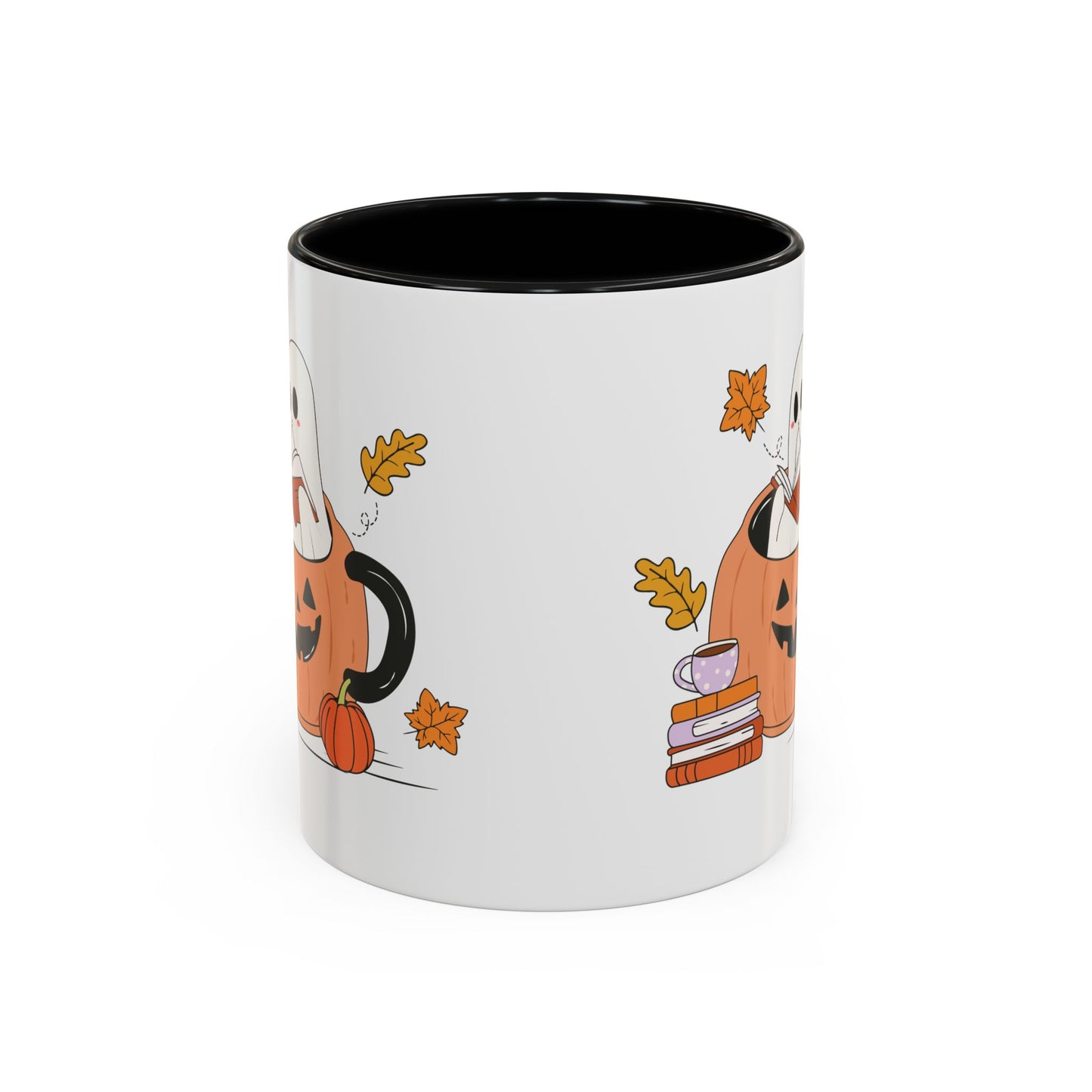 Cozy Ghost in Pumpkin Mug | 11oz and 15oz Ceramic Coffee Cup | Cute Autumn & Halloween Design