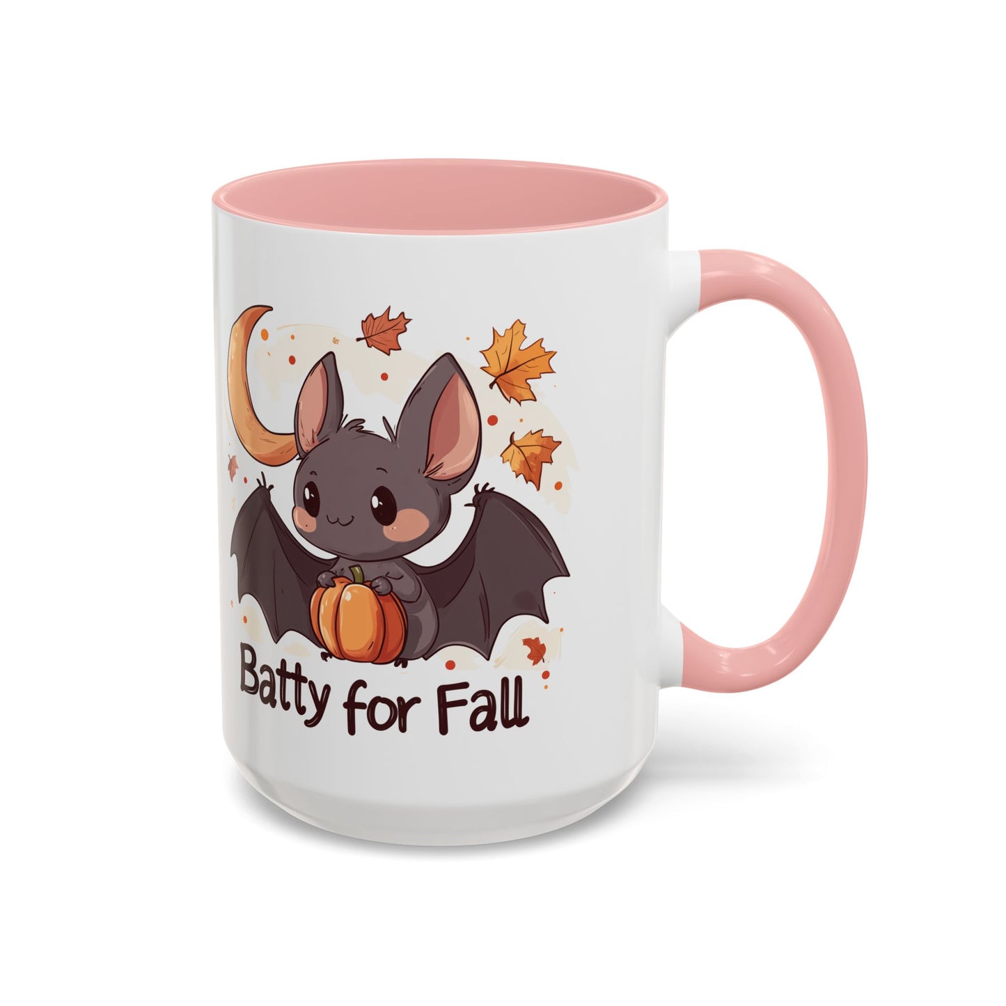 Batty for Fall Ceramic Mug - Adorable Bat and Pumpkin Design - Perfect for Halloween and Autumn Lovers