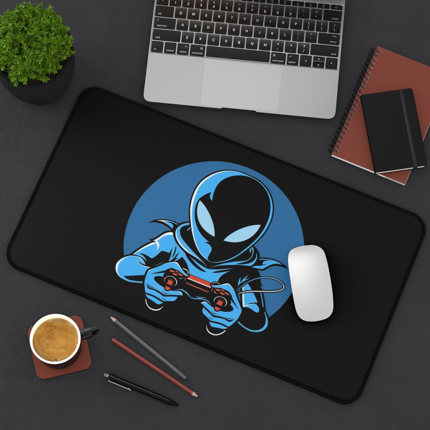 Alien Gamer Computer Desk Mat | Gaming Mouse Pad | Anti-Slip Neoprene Desk Mat for Home Office | 3 Sizes Available