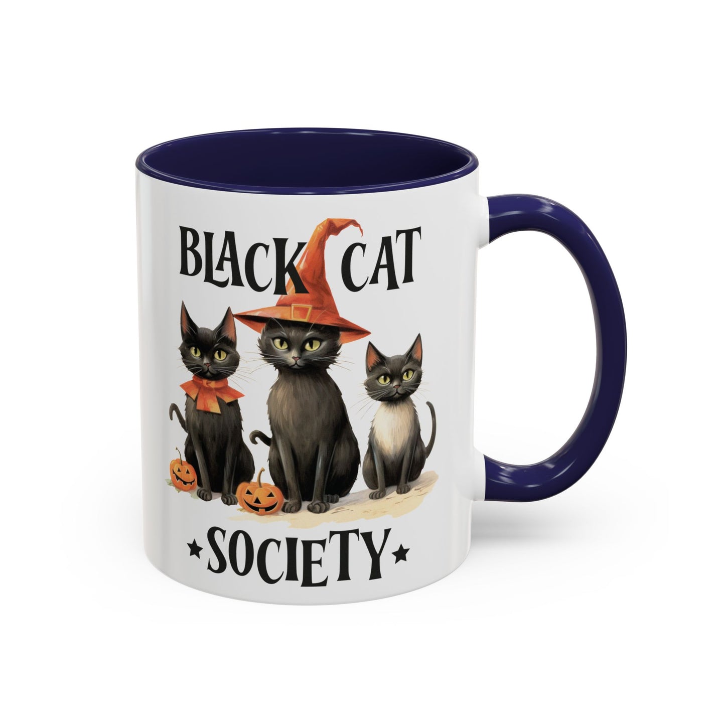 Black Cat Society Halloween Mug | Cute Black Cat Coffee Mug | Halloween Fall Drinkware | Witchy Cat Design