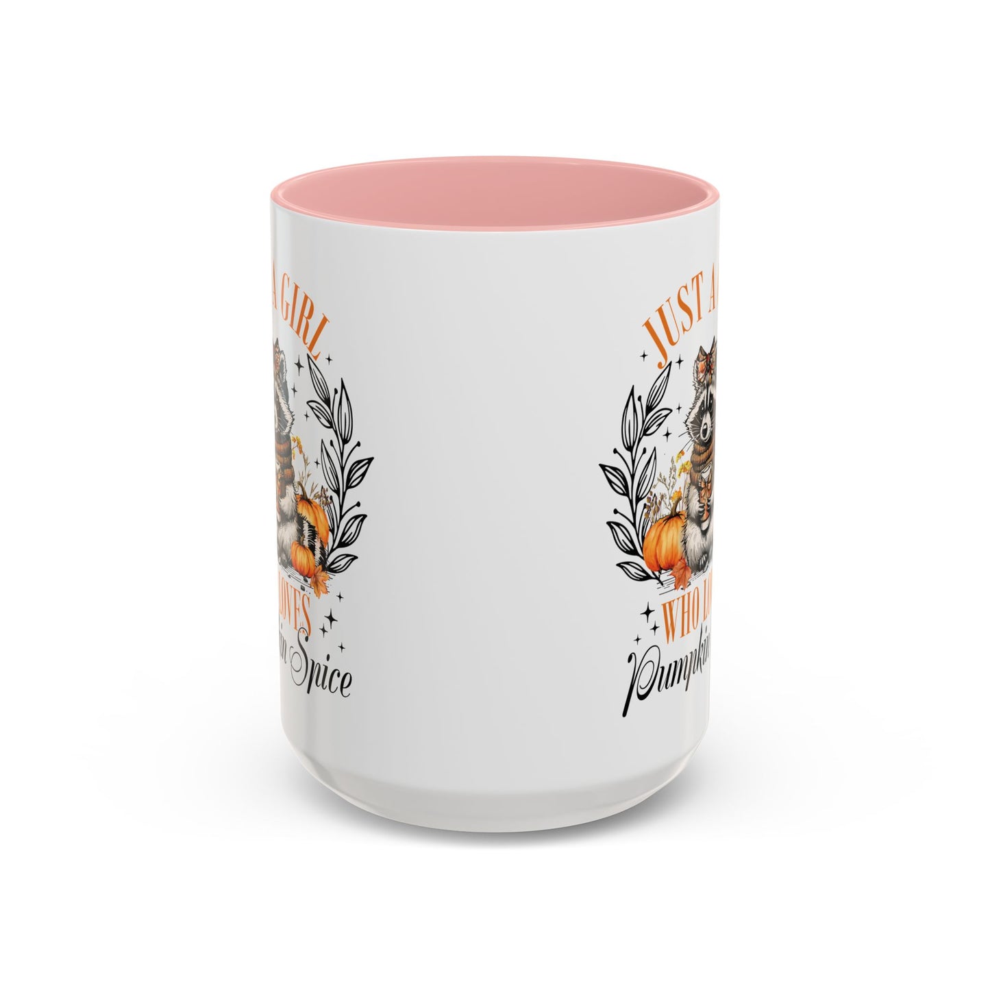 Just a Girl Who Loves Pumpkin Spice Raccoon Mug | 11oz and 15oz Ceramic Coffee Cup | Cute Autumn Design