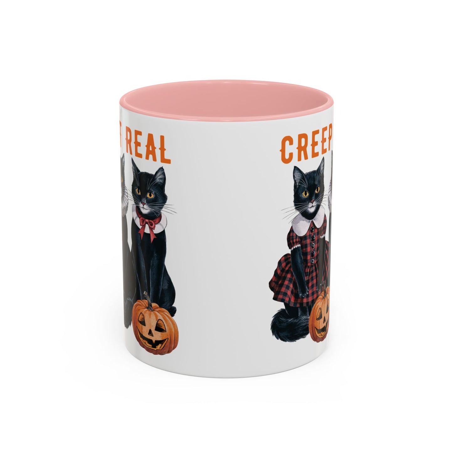 Creep It Real Halloween Mug | Black Cat and Pumpkin Design | Halloween Coffee Mug | Fall Drinkware