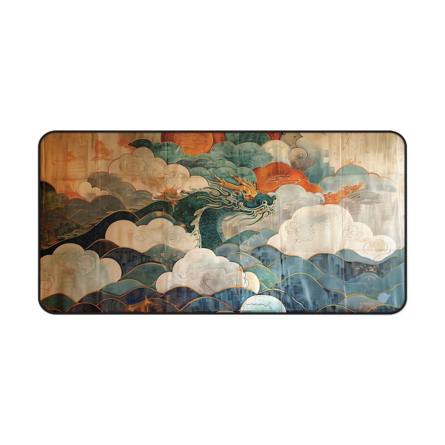 Dragon in Clouds Desk Mat | Eastern Mythology Design | Gaming & Office Decor | Neoprene | Anti-Slip | 3 Sizes